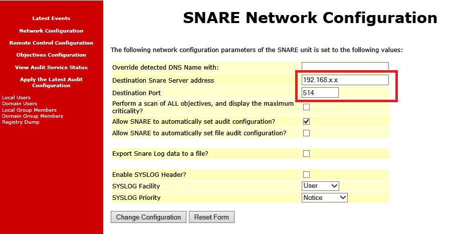 snare-network-configuration